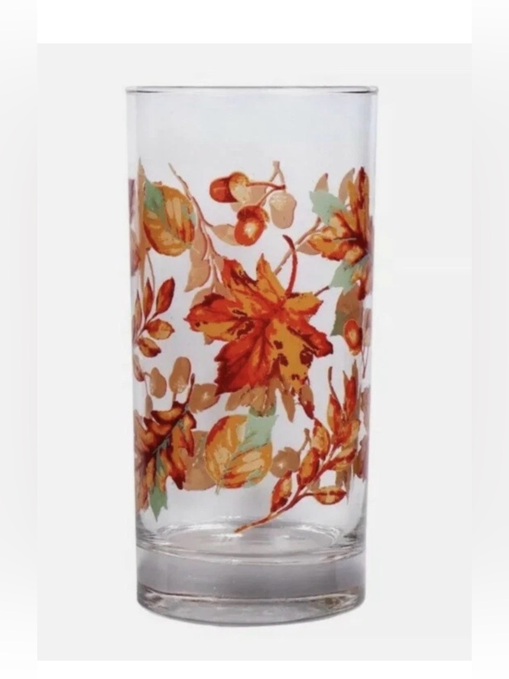 AUTUMN ⚜️🍂⚜️ OAK LEAVES & ACORNS 5.75'' COLORFUL ALL OVER THE TUMBLER GLASS